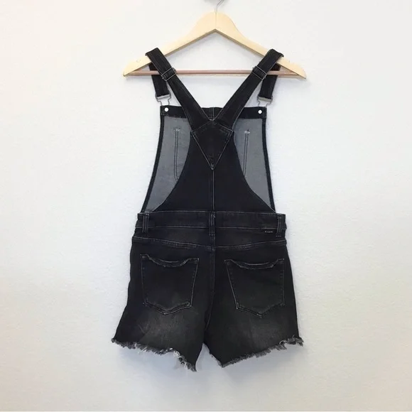 Risen Medium Women's Black Denim Shortalls Overalls Shorts Distressed RDS6059 - Picture 6 of 11